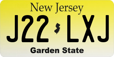 NJ license plate J22LXJ