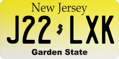 NJ license plate J22LXK