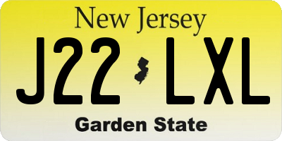 NJ license plate J22LXL