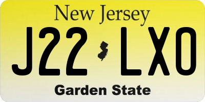 NJ license plate J22LXO