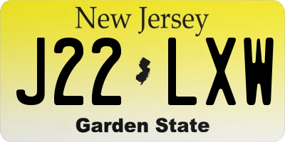 NJ license plate J22LXW
