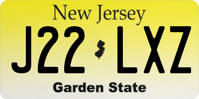 NJ license plate J22LXZ