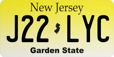 NJ license plate J22LYC