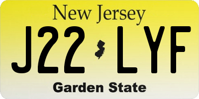NJ license plate J22LYF