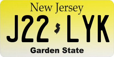 NJ license plate J22LYK