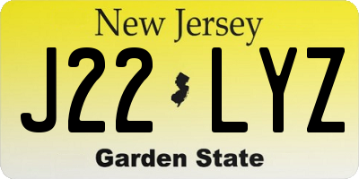 NJ license plate J22LYZ