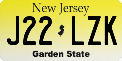 NJ license plate J22LZK