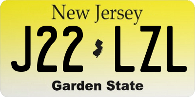 NJ license plate J22LZL