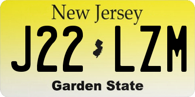 NJ license plate J22LZM