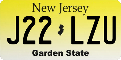 NJ license plate J22LZU
