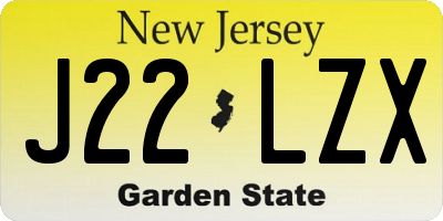 NJ license plate J22LZX