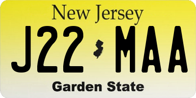 NJ license plate J22MAA