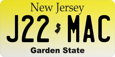NJ license plate J22MAC