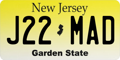 NJ license plate J22MAD