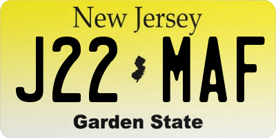 NJ license plate J22MAF
