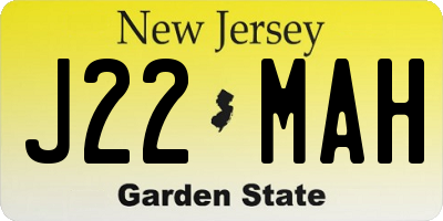 NJ license plate J22MAH