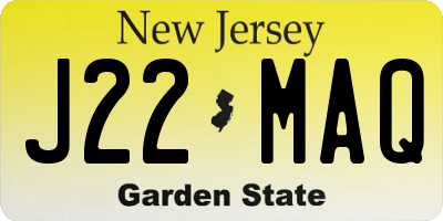 NJ license plate J22MAQ