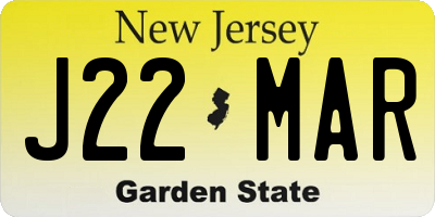NJ license plate J22MAR