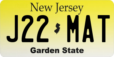 NJ license plate J22MAT