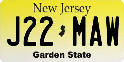 NJ license plate J22MAW
