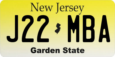 NJ license plate J22MBA