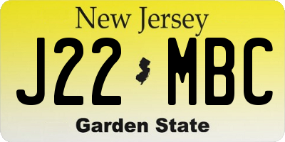 NJ license plate J22MBC