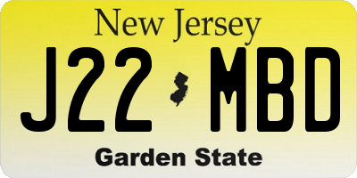 NJ license plate J22MBD