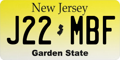NJ license plate J22MBF
