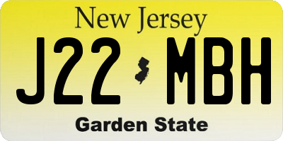 NJ license plate J22MBH
