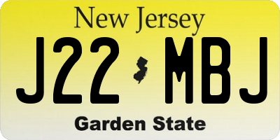 NJ license plate J22MBJ