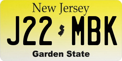NJ license plate J22MBK