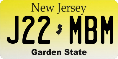 NJ license plate J22MBM