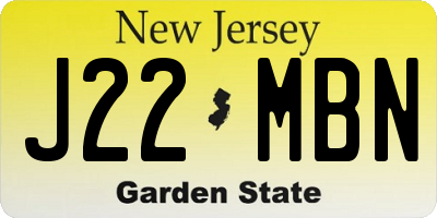 NJ license plate J22MBN