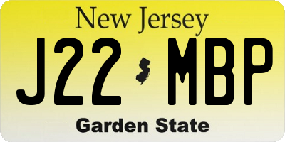 NJ license plate J22MBP