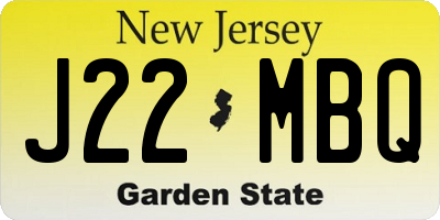 NJ license plate J22MBQ