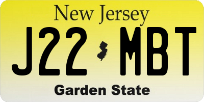 NJ license plate J22MBT