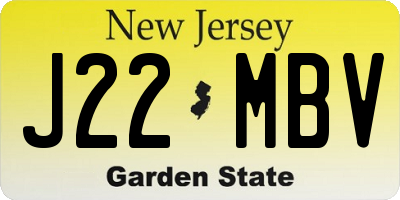 NJ license plate J22MBV