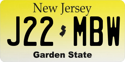 NJ license plate J22MBW