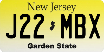 NJ license plate J22MBX