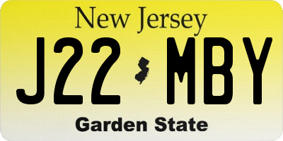 NJ license plate J22MBY