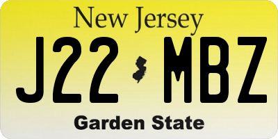 NJ license plate J22MBZ