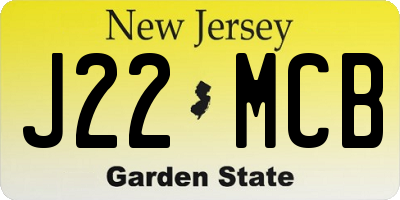 NJ license plate J22MCB