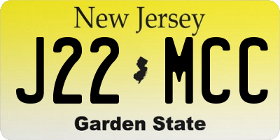 NJ license plate J22MCC