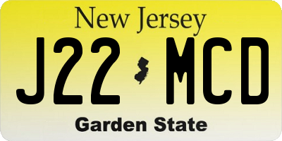NJ license plate J22MCD