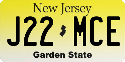 NJ license plate J22MCE