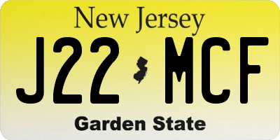 NJ license plate J22MCF