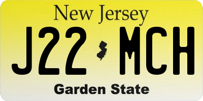 NJ license plate J22MCH