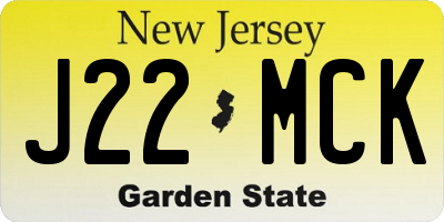 NJ license plate J22MCK