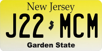 NJ license plate J22MCM