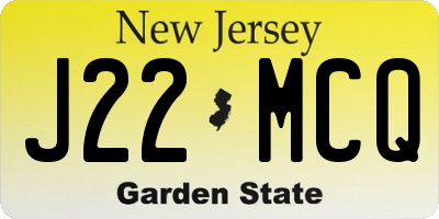 NJ license plate J22MCQ